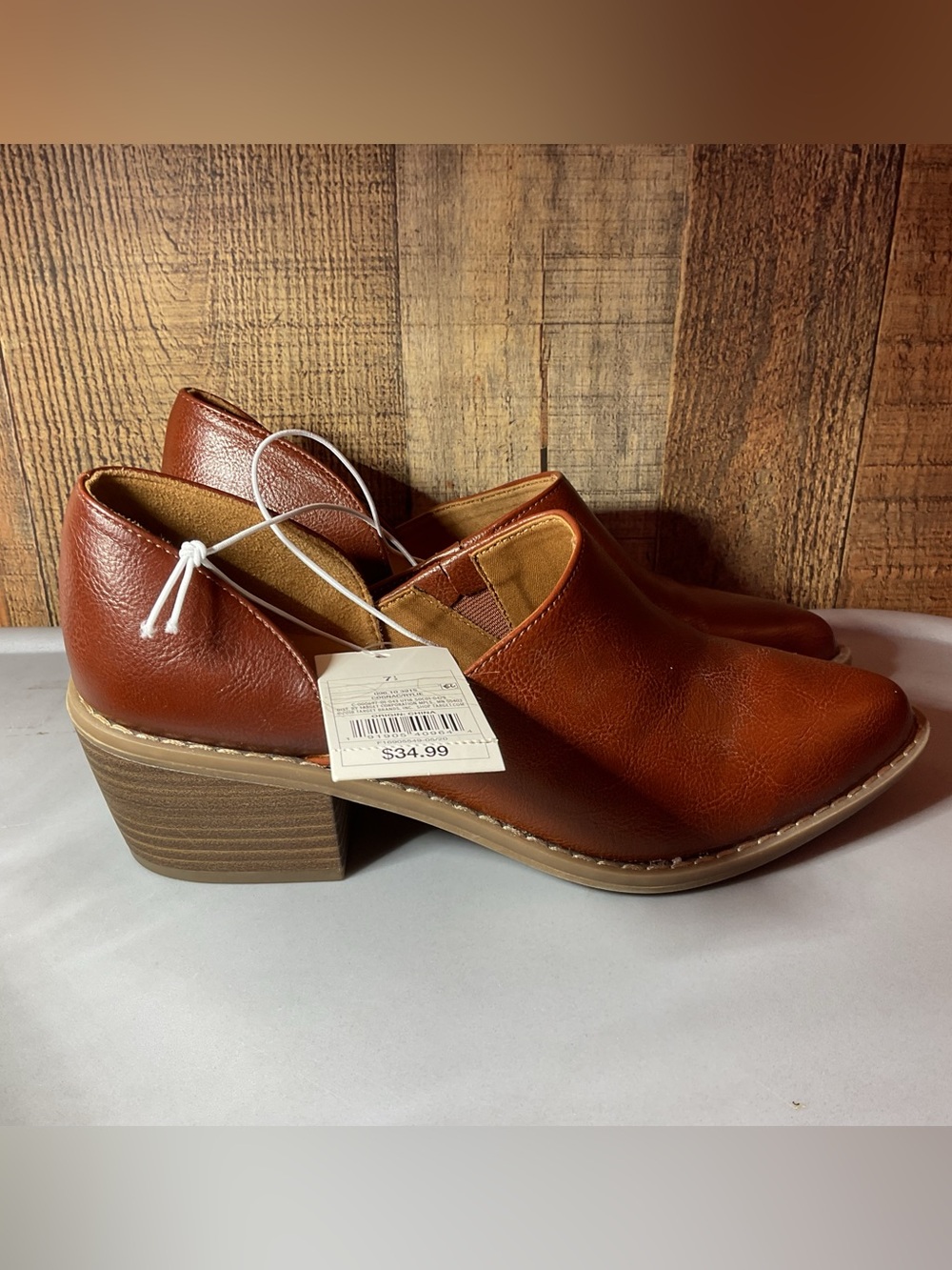 Universal Thread Brown Leather Slip-On Ankle Booties 7.5 NWT